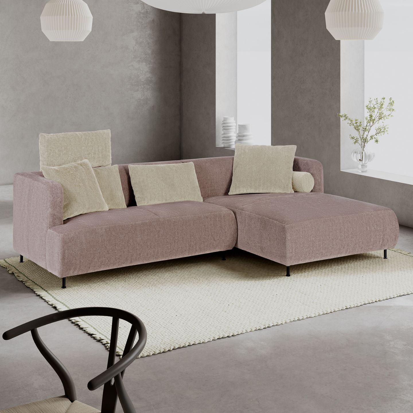 Brühl Sofa Ecksoffa Aoyama Stoff rosa