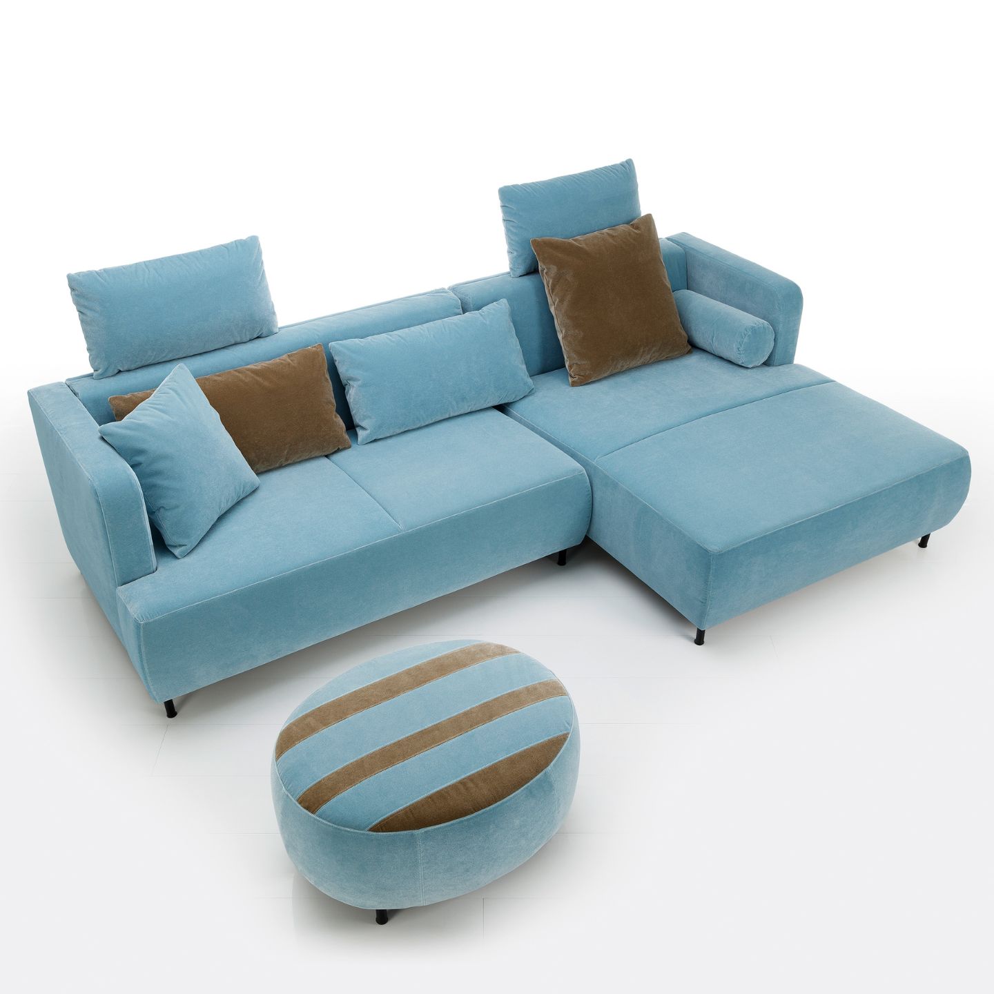 Brühl Sofa Hocker Aoyama Stoff blau