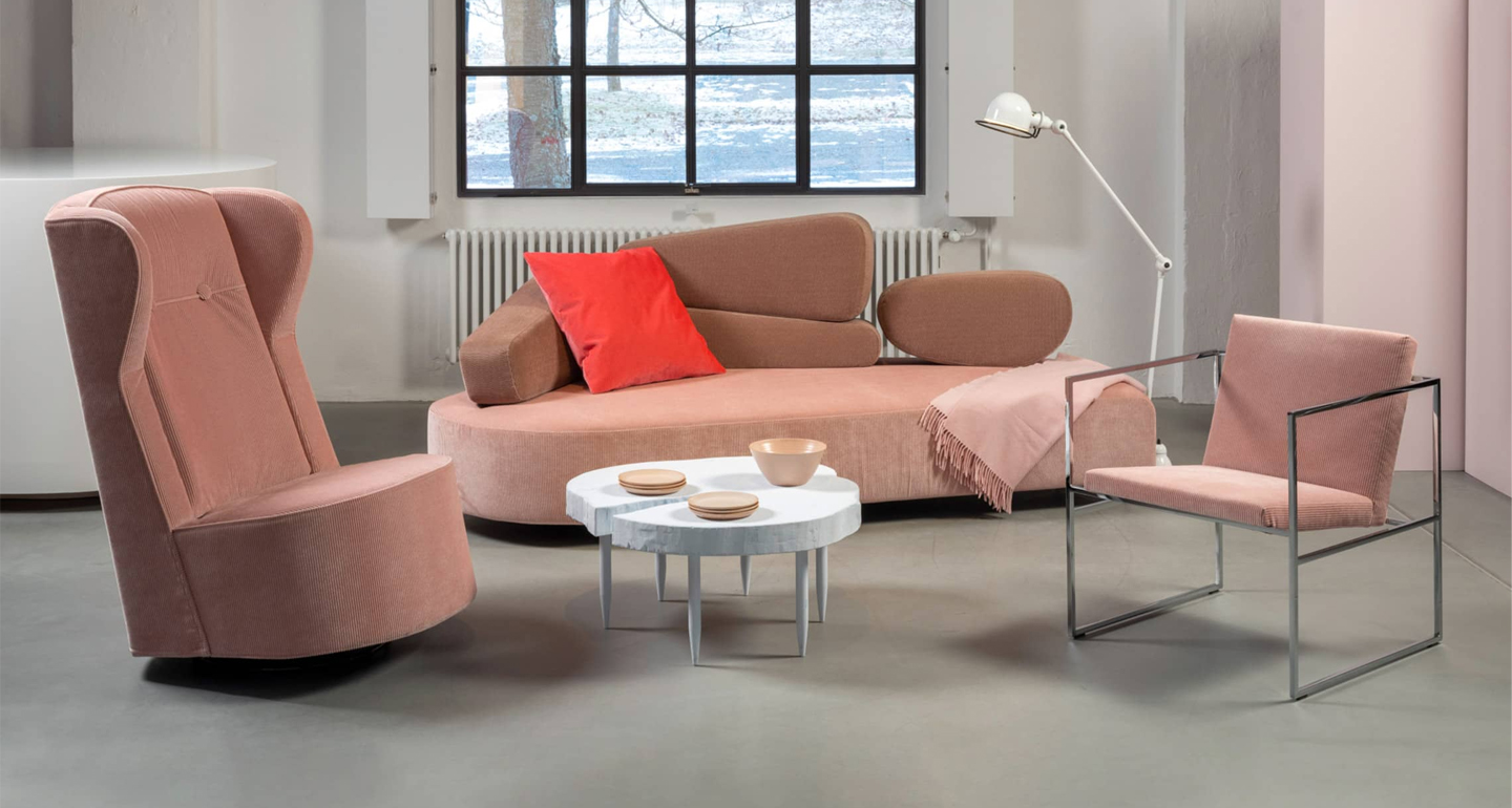 Brühl Sofa Mosspink Stoff rosa